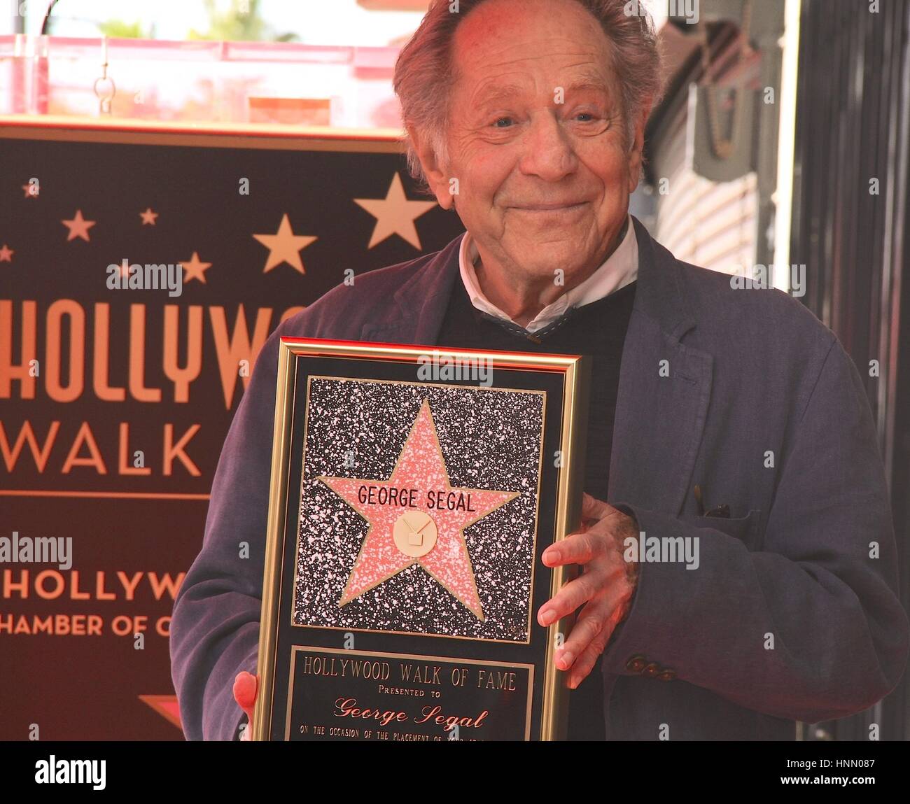 Hollywood, California, USA. 13th Feb, 2017. I15880CHW.George Segal Honored With Star On The Hollywood Walk Of Fame .6433 Hollywood Blvd in Front Of Historic Pacific Theatre, Hollywood, CA.02/14/2017.GEORGE SEGAL . © Clinton H.Wallace/Photomundo International/ Photos Inc Credit: Clinton Wallace/Globe Photos/ZUMA Wire/Alamy Live News Stock Photo