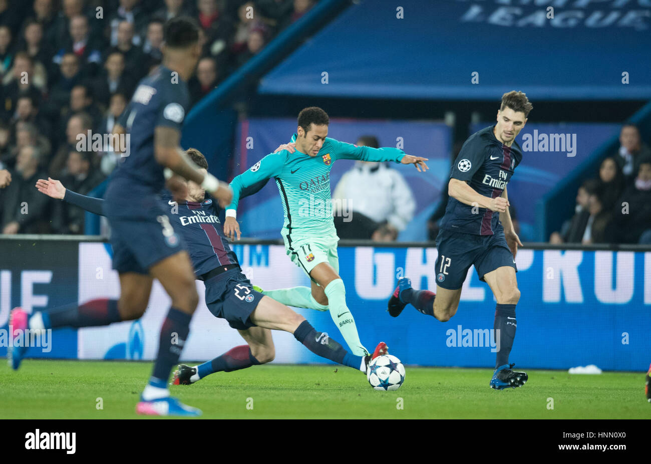 February 14th 2017, Parc des Princes, Paris, France; UEFA Champions League  football, PSG versus Barcelona; Neymar ( Bar) - Adrien Rabiot ( PSG Stock  Photo - Alamy