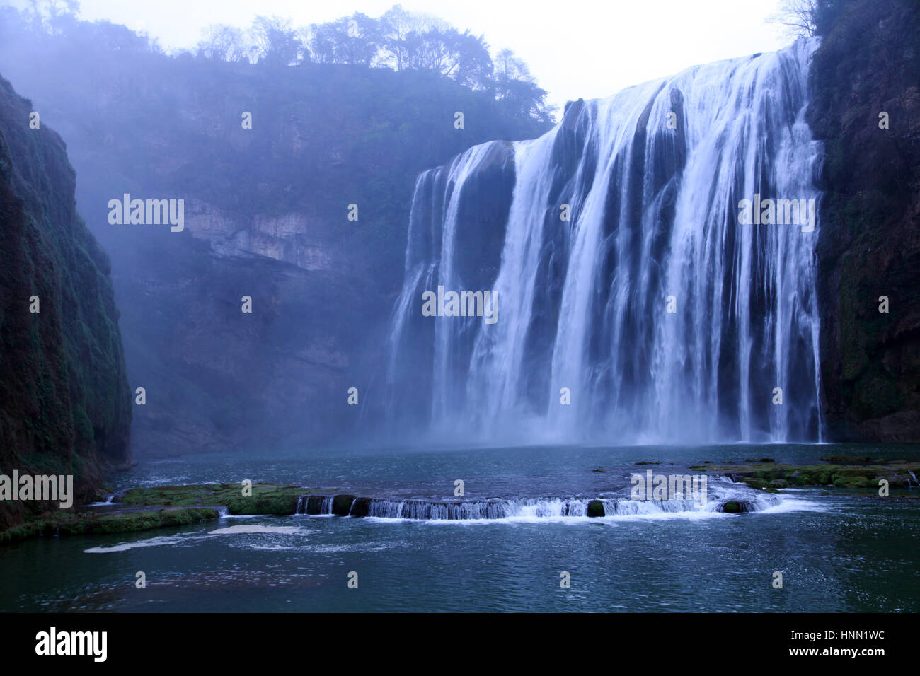 Anshu, China. 15th Feb, 2017. Scenery of Huangguoshu Waterfall in