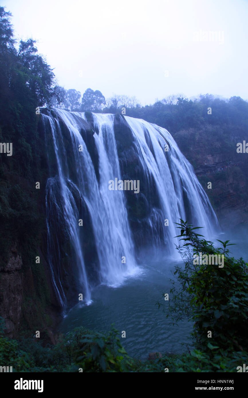 Anshu, China. 15th Feb, 2017. Scenery of Huangguoshu Waterfall in