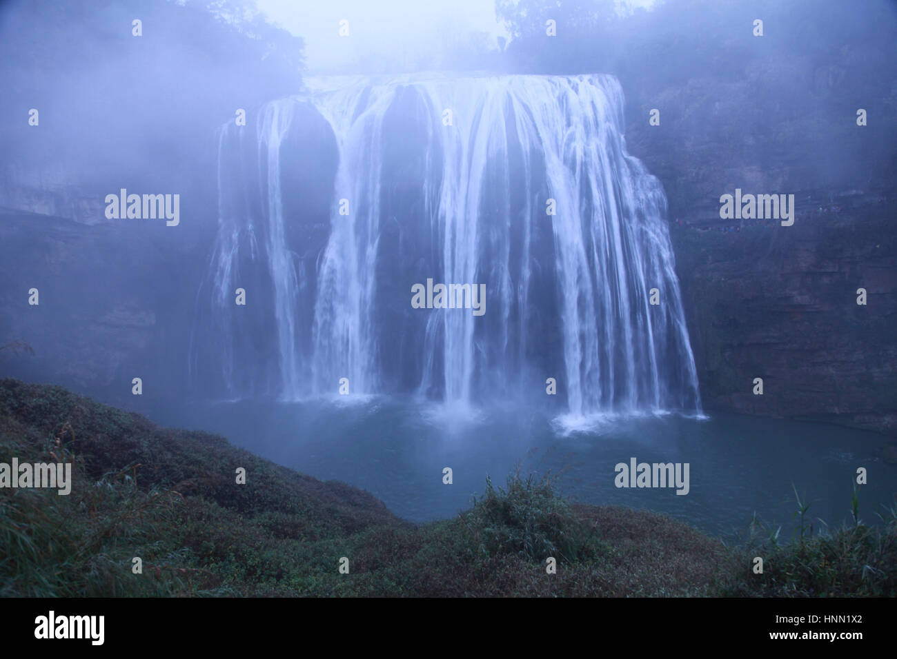 Anshu, China. 15th Feb, 2017. Scenery of Huangguoshu Waterfall in
