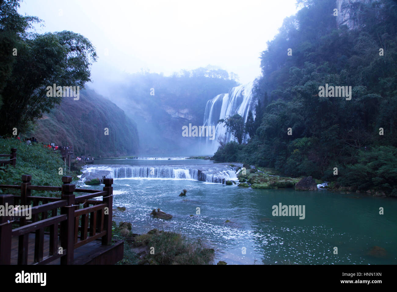 Anshu, China. 15th Feb, 2017. Scenery of Huangguoshu Waterfall in