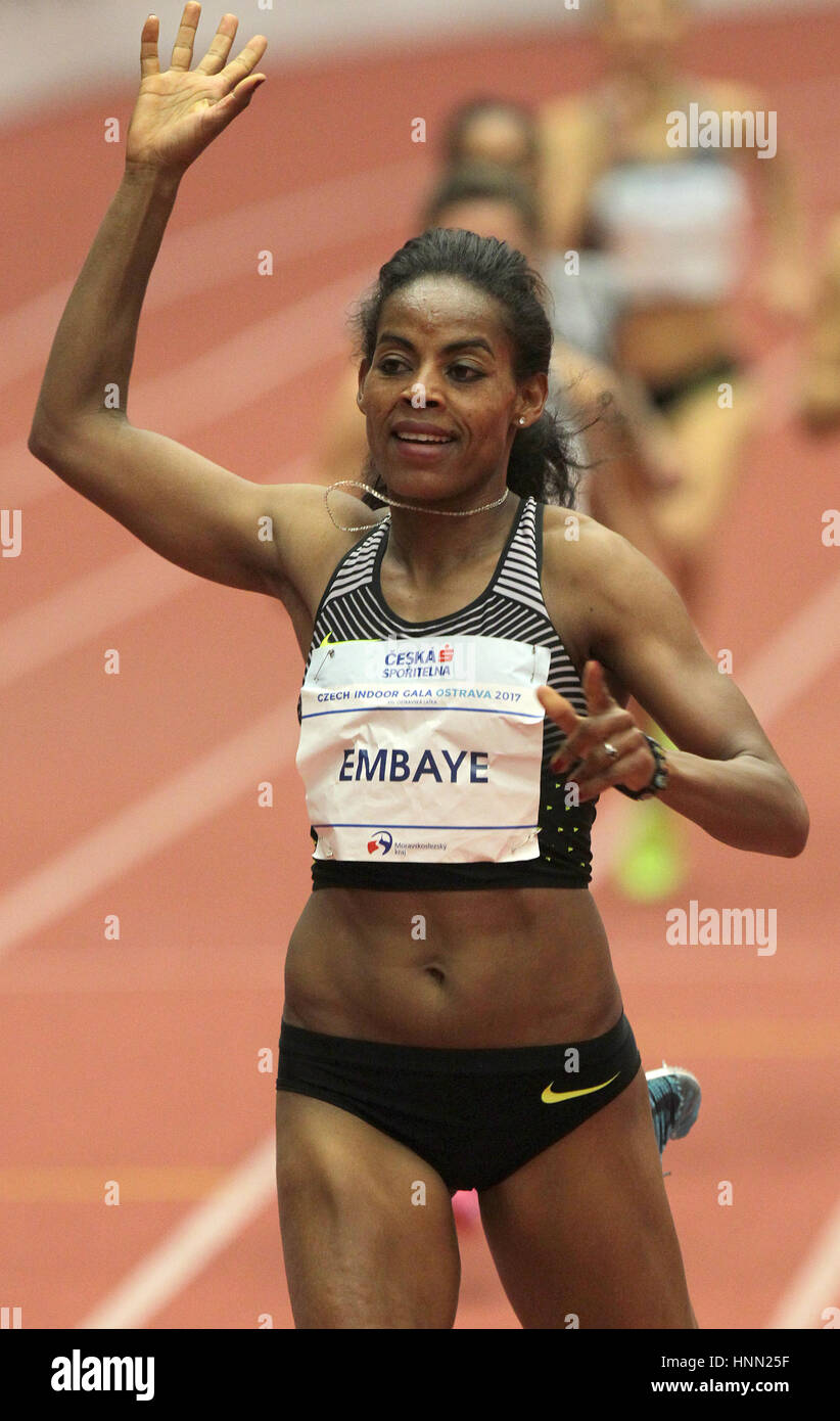 Ethiopia's Axumawit Embaye competes in the Women's 1500 metres Czech Indoors Gala 2017 in Ostrava, Czech Republic, February 14, 2017. (CTK Photo/Petr Sznapka) Stock Photo