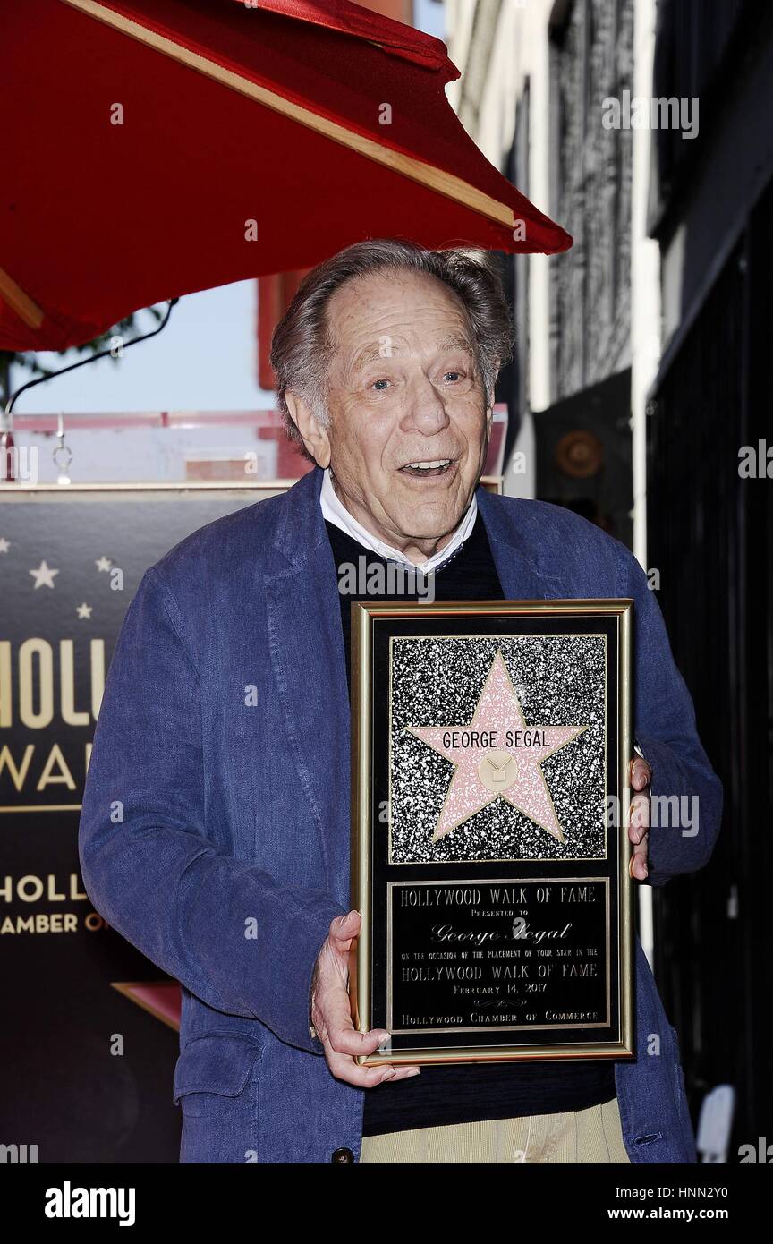 Los Angeles, CA, USA. 14th Feb, 2017. George Segal at the induction ceremony for Star on the Hollywood Walk of Fame for George Segal, Hollywood Boulevard, Los Angeles, CA February 14, 2017. Credit: Michael Germana/Everett Collection/Alamy Live News Stock Photo