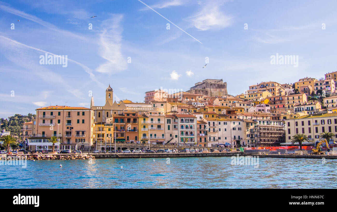 The town of Porto Santa Stefano, a seaside town in the Grosseto province of Tuscany,  Italy Stock Photo