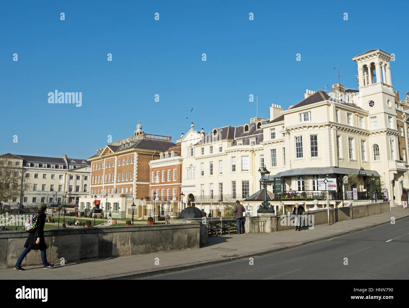 the predominantly 1980s buildings of richmond riverside, surrey, england, seen from richmond bridge Stock Photo