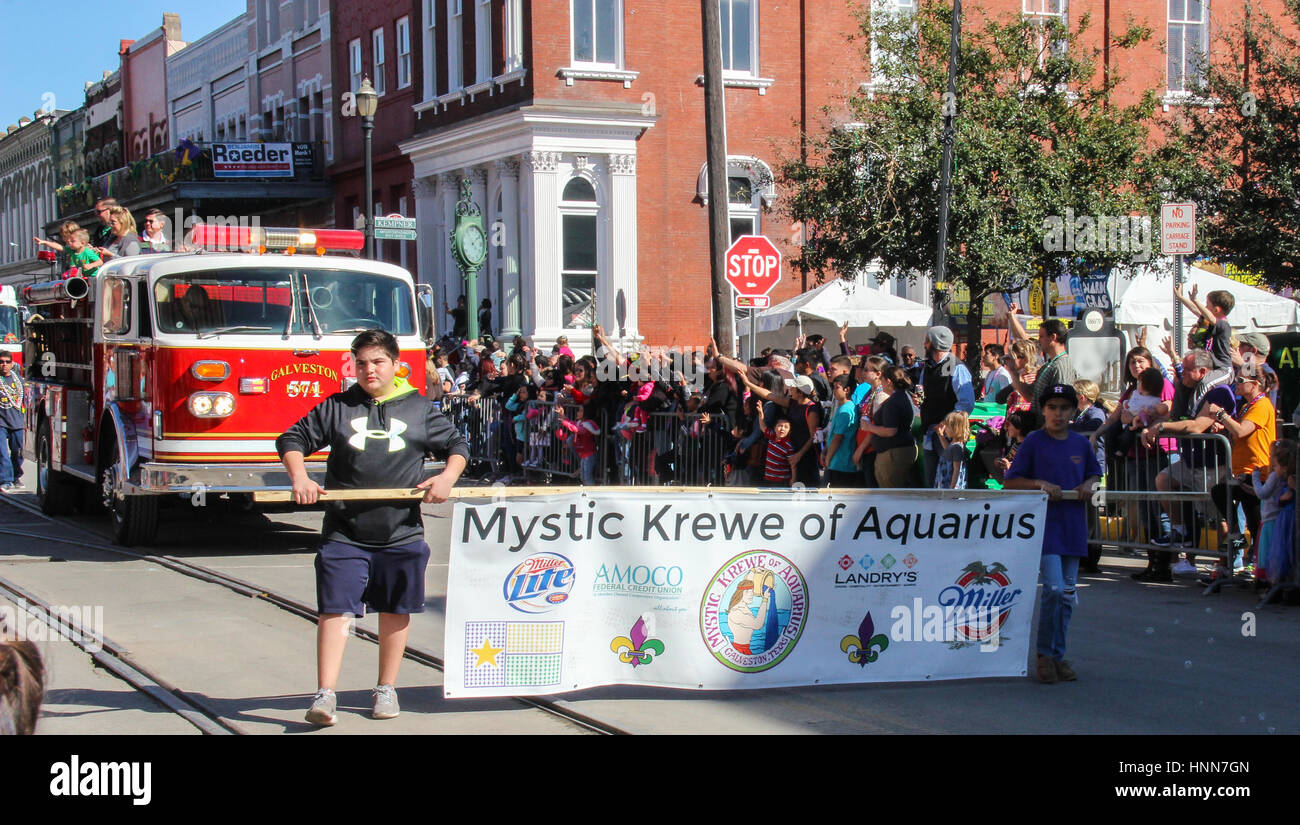 children's Mardi Gras Parade in Galveston, TX Stock Photo