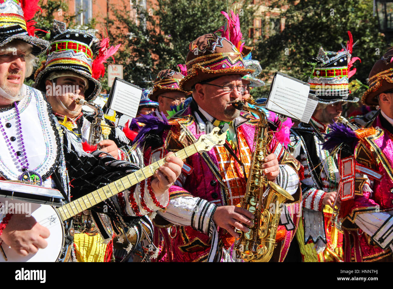 Colorful Celebration at Mardi Gras Galveston Stock Photo