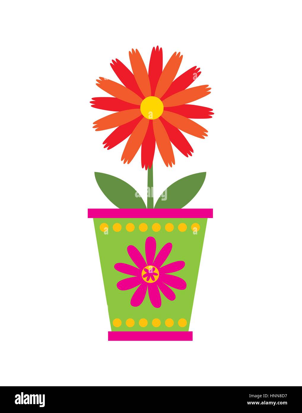 beautiful flower in a pot over white background. colorful design ...
