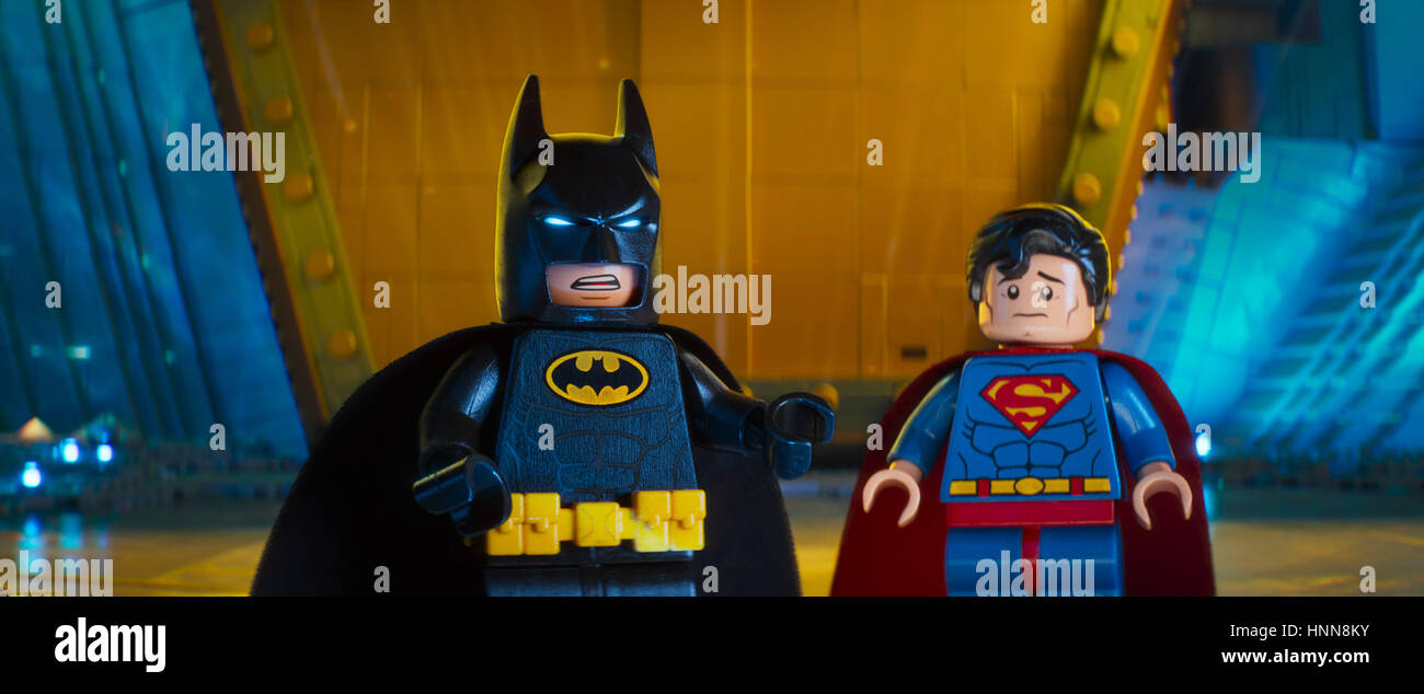 THE LEGO BATMAN MOVIE, from left: Batman (voice: Will Arnett), Superman ( voice: Channing Tatum), 2017. © Warner Bros. /Courtesy Everett Collection  Stock Photo - Alamy
