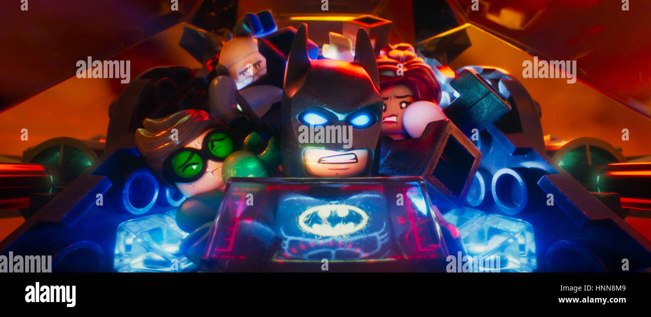 THE LEGO BATMAN MOVIE, from left: Robin (voice: Michael Cera), Alfred  Pennyworth (voice: Ralph Fiennes), Batman (