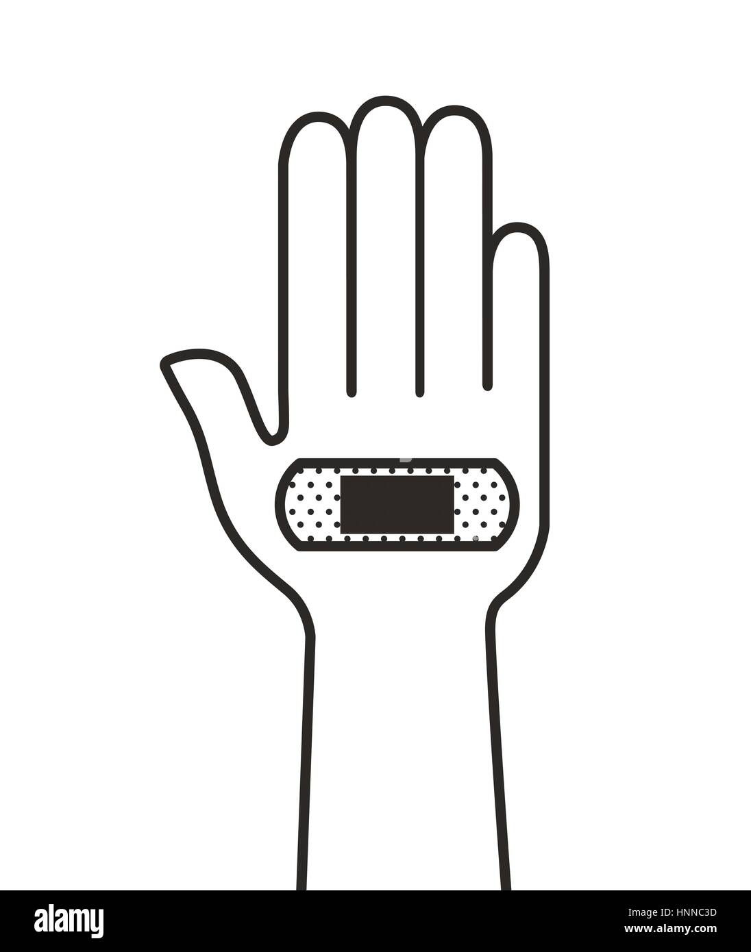 hand with band aid icon over white background. vector illustration ...