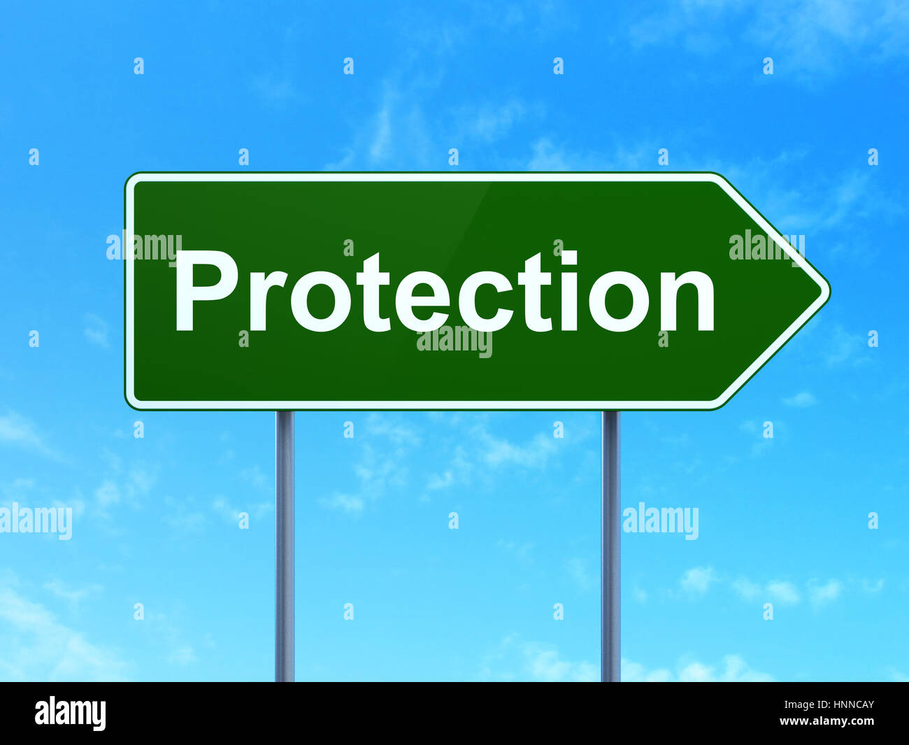 Safety concept: Protection on road sign background Stock Photo - Alamy