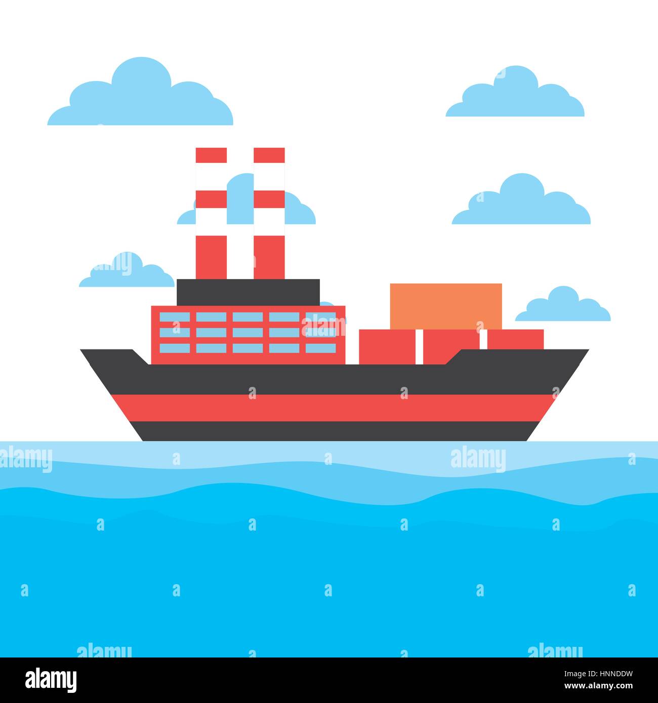 cargo ship with containers. colorful design. vector illustration Stock ...