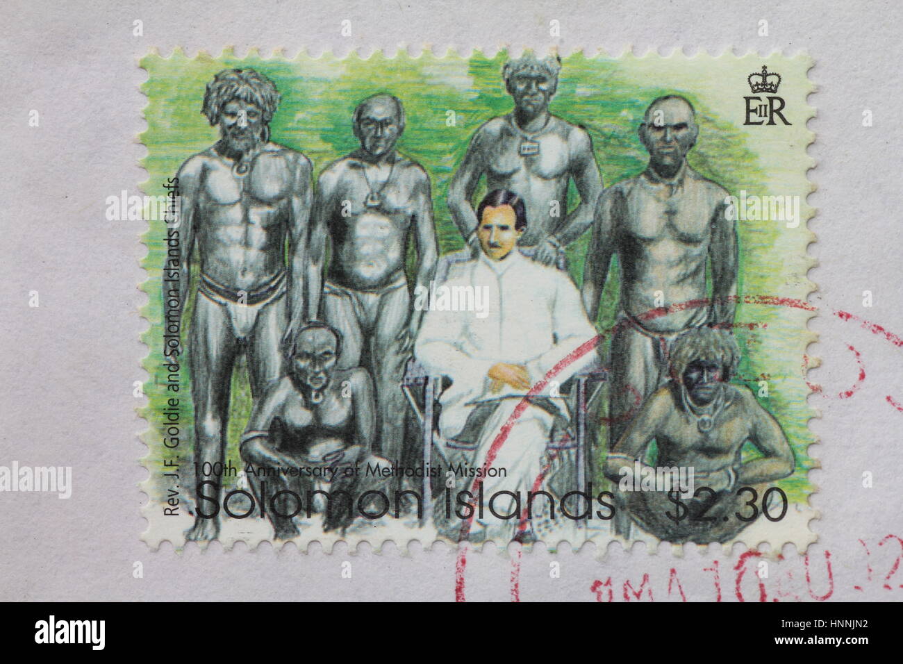 Stamps from the Solomon Islands Stock Photo