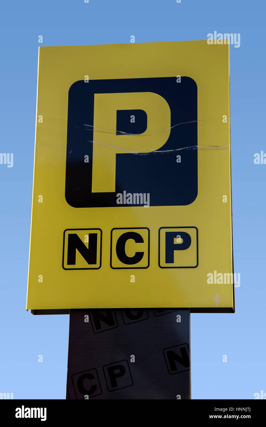 NCP car park sign, National Car Parks. Stock Photo