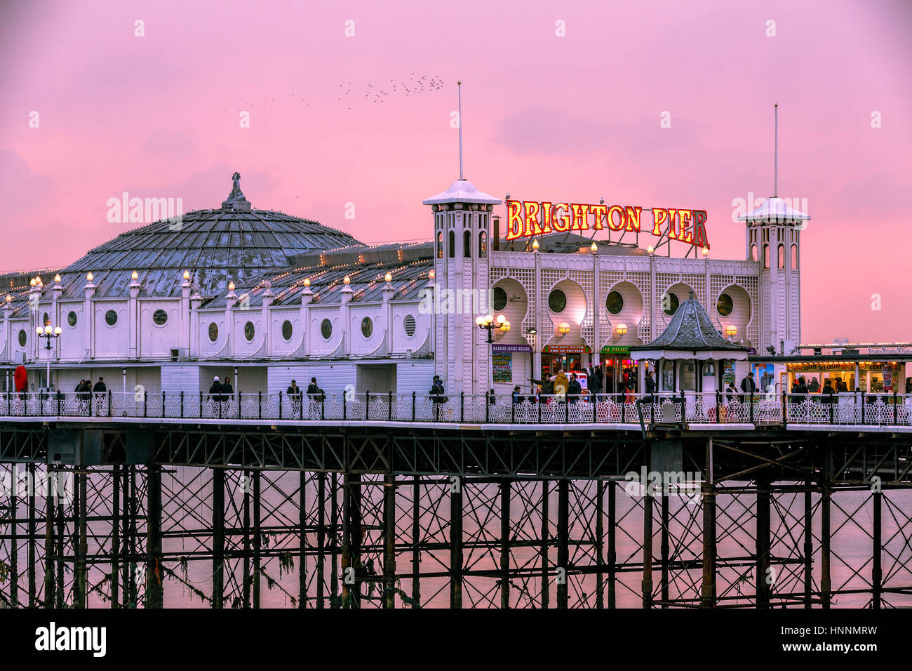 Winter Twilight at Brighton Pier, Brighton UK Stock Photo
