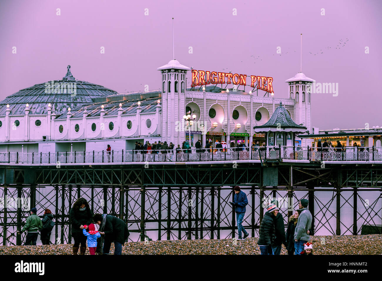 Winter twilight at Brighton Pier, Brighton UK Stock Photo