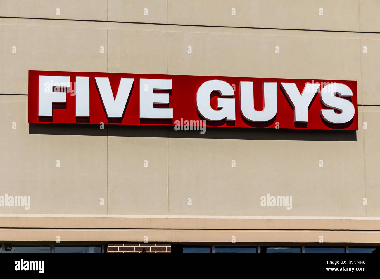 Indianapolis - Circa February 2017: Five Guys Restaurant. Five Guys is a Fast Casual Restaurant Chain in the US and Canada V Stock Photo