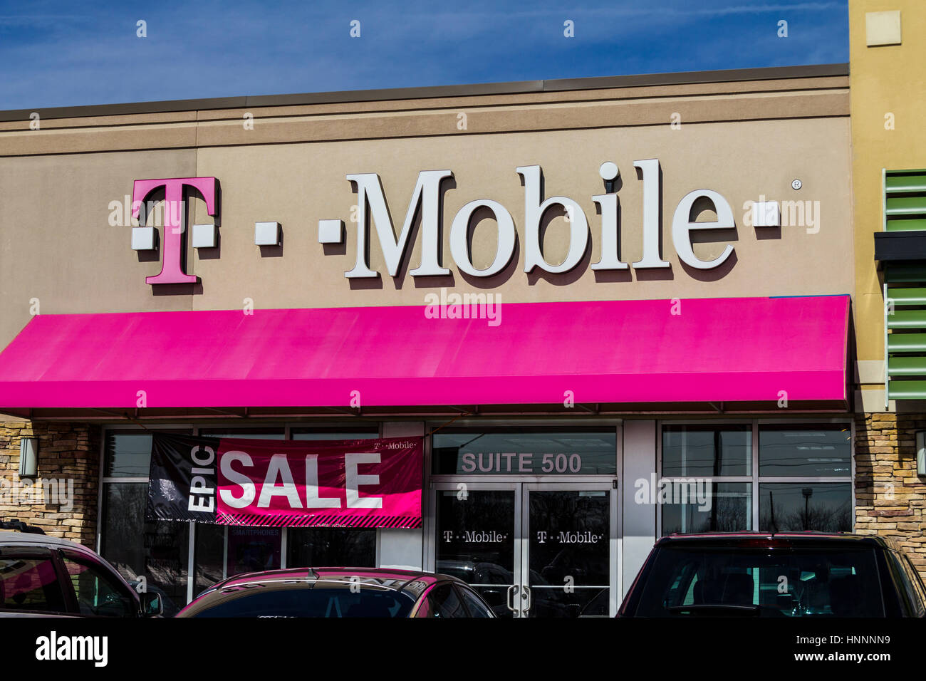 Indianapolis - Circa February 2017: T-Mobile Retail Wireless Store. Deutsche Telekom is T-Mobile's majority shareholder VII Stock Photo