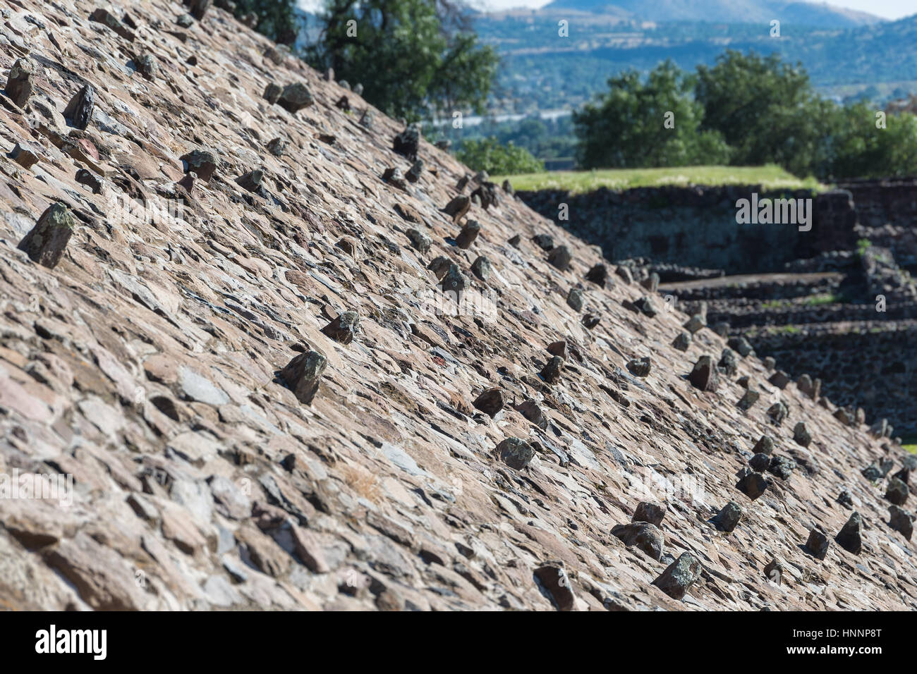 Rocks sticking out on the slope of the Pyramid of the Sun in San Joan ...
