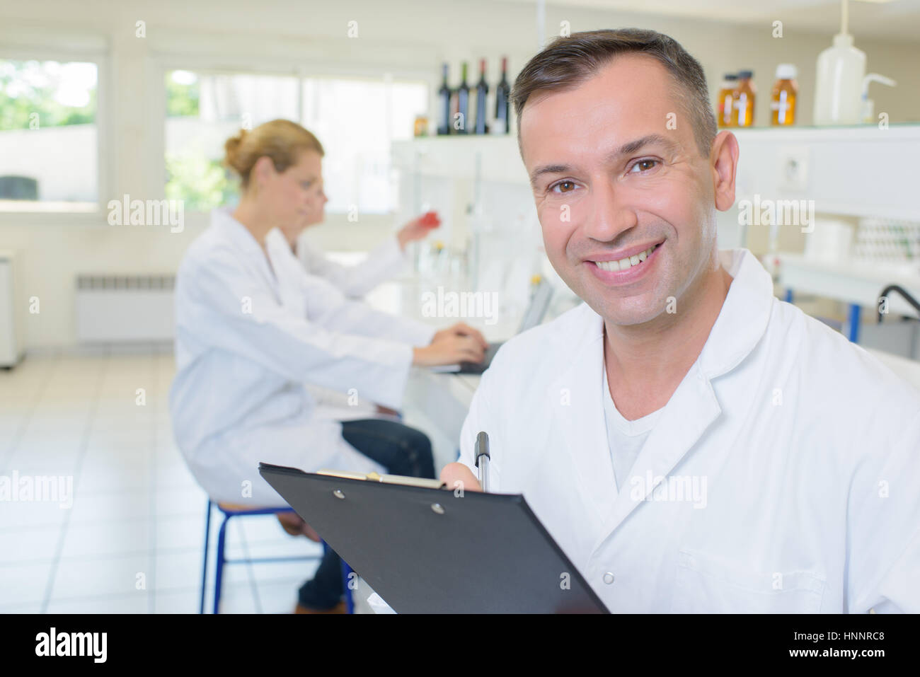 finding solution in the laboratory Stock Photo Alamy