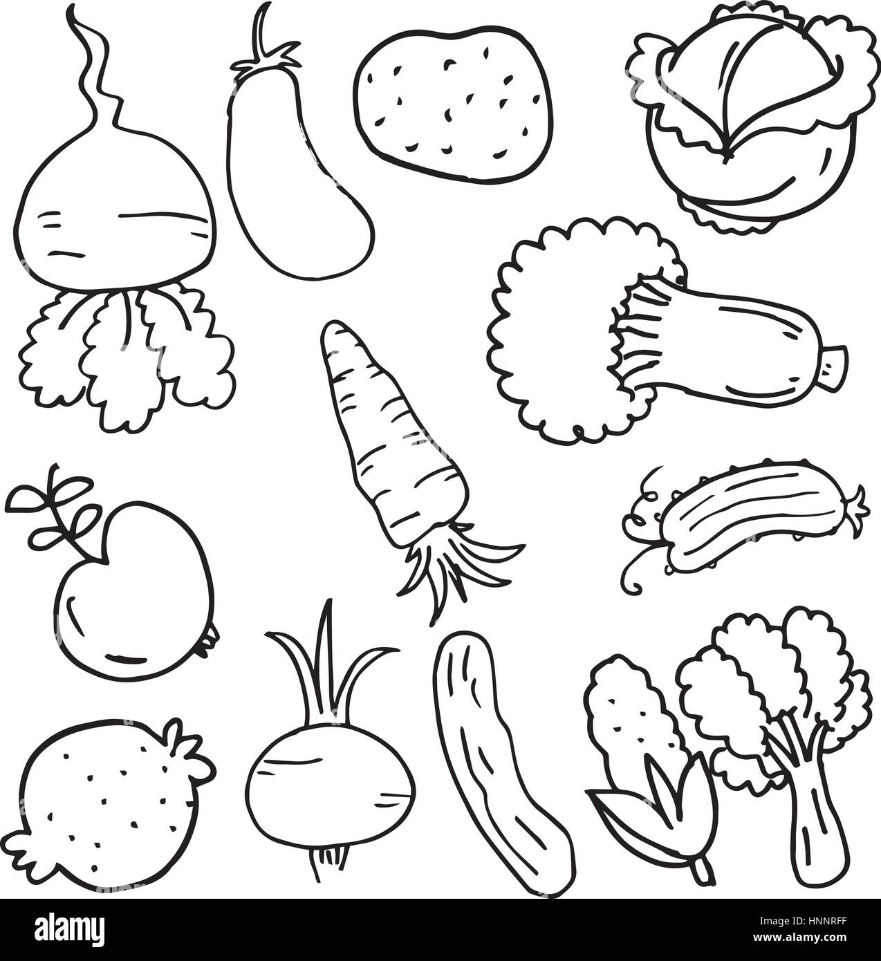 Hand draw vegetable doodles collection Cut Out Stock Images \u0026 Pictures -  Alamy, image size:1274x1390