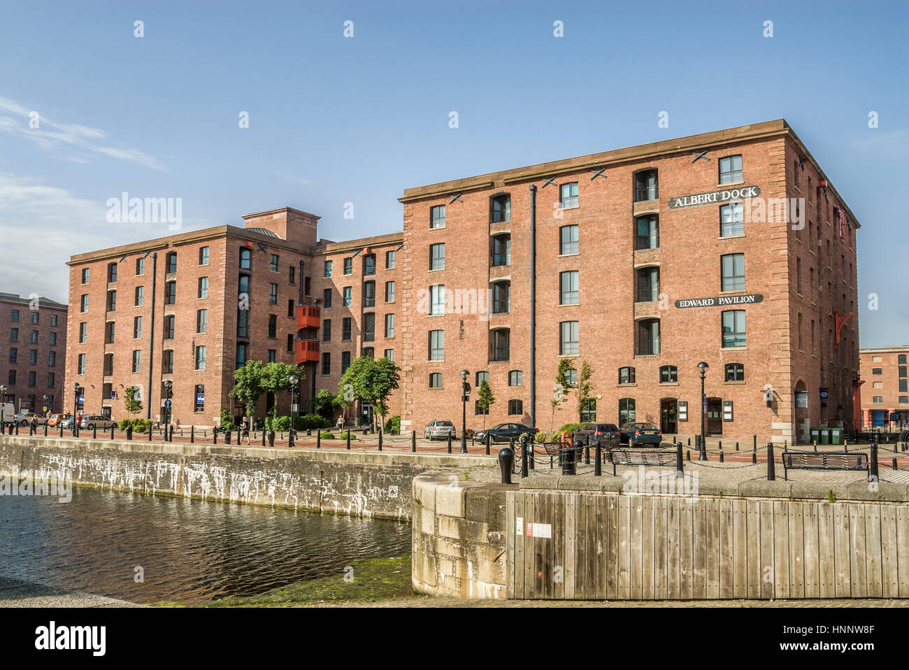 The Albert Dock is a complex of dock buildings and warehouses in Liverpool, England. Stock Photo