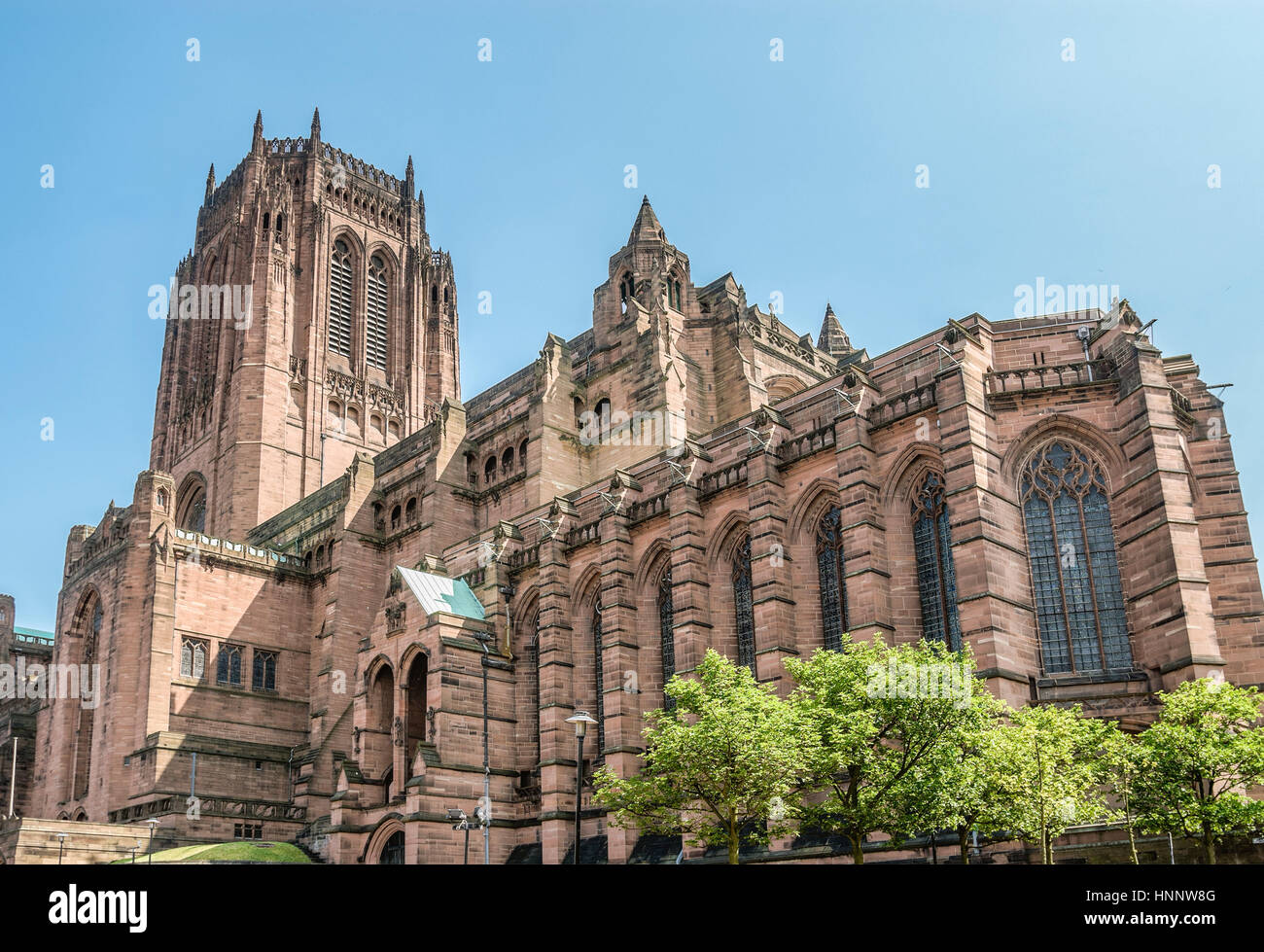 Liverpool Cathedral is the Church of England cathedral of Liverpool; England; built on St James' Mount near the centre of the city: Stock Photo