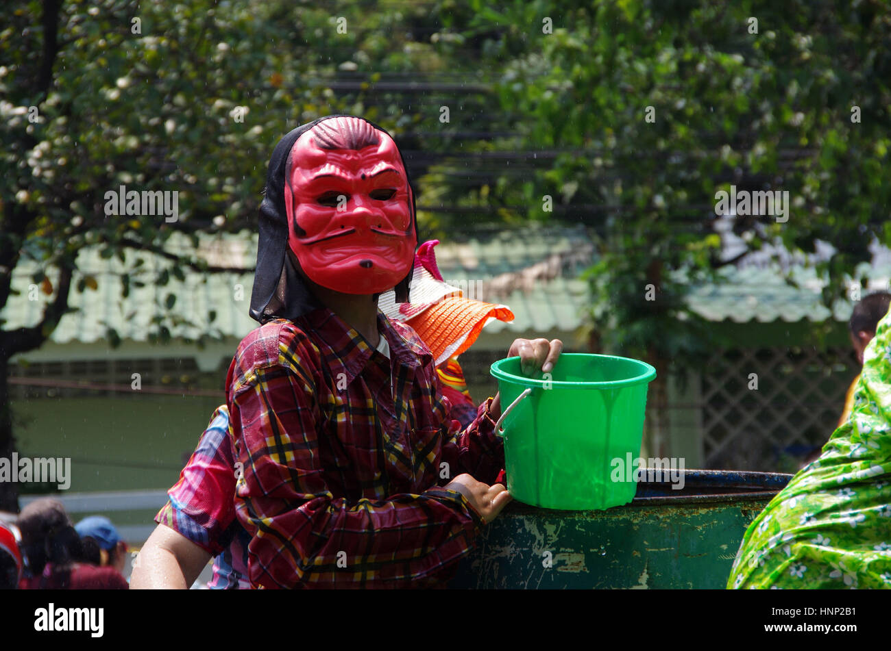 People enjoying the Songkran celebrations in Chiang Mai, Thailand. Stock Photo