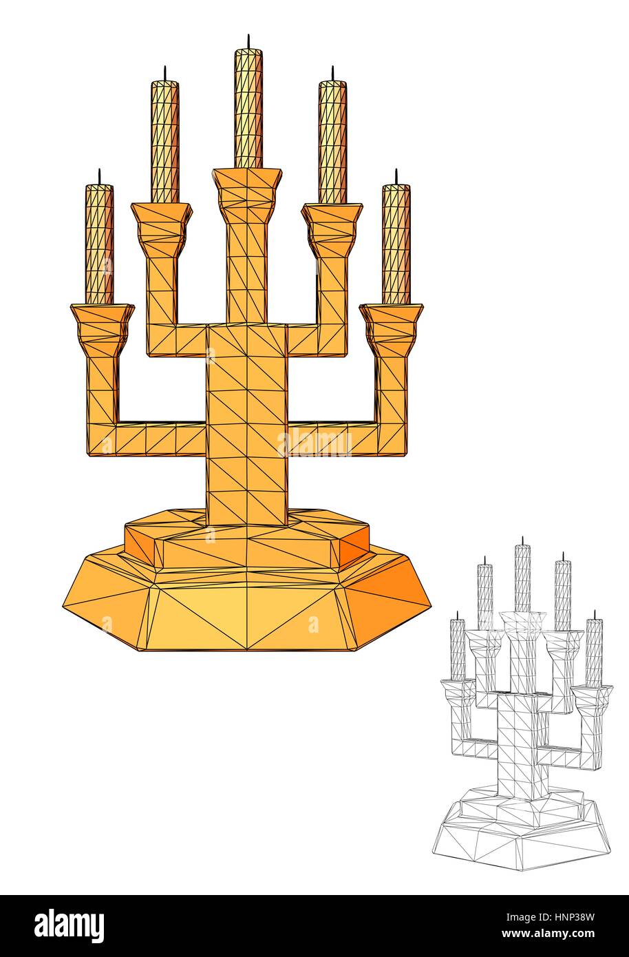 Menorah. Seven branched candlestick isolated on white Stock Vector