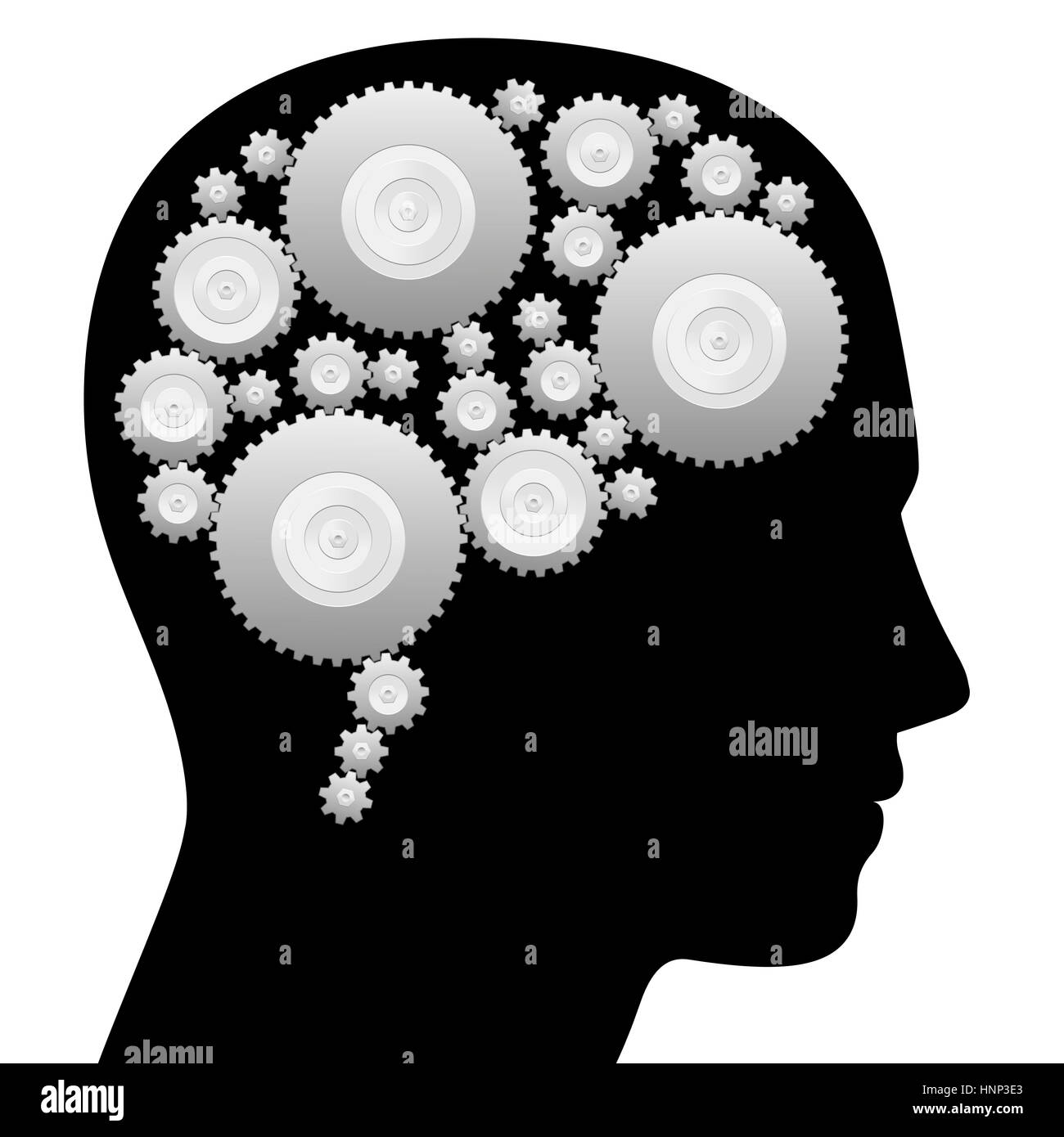 Brain Cog Wheels Thinking Machine Stock Photo