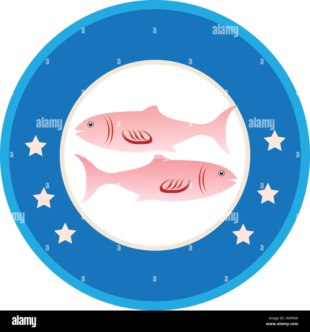 colorful circular stamp with fish animal marine design vector illustration Stock Vector