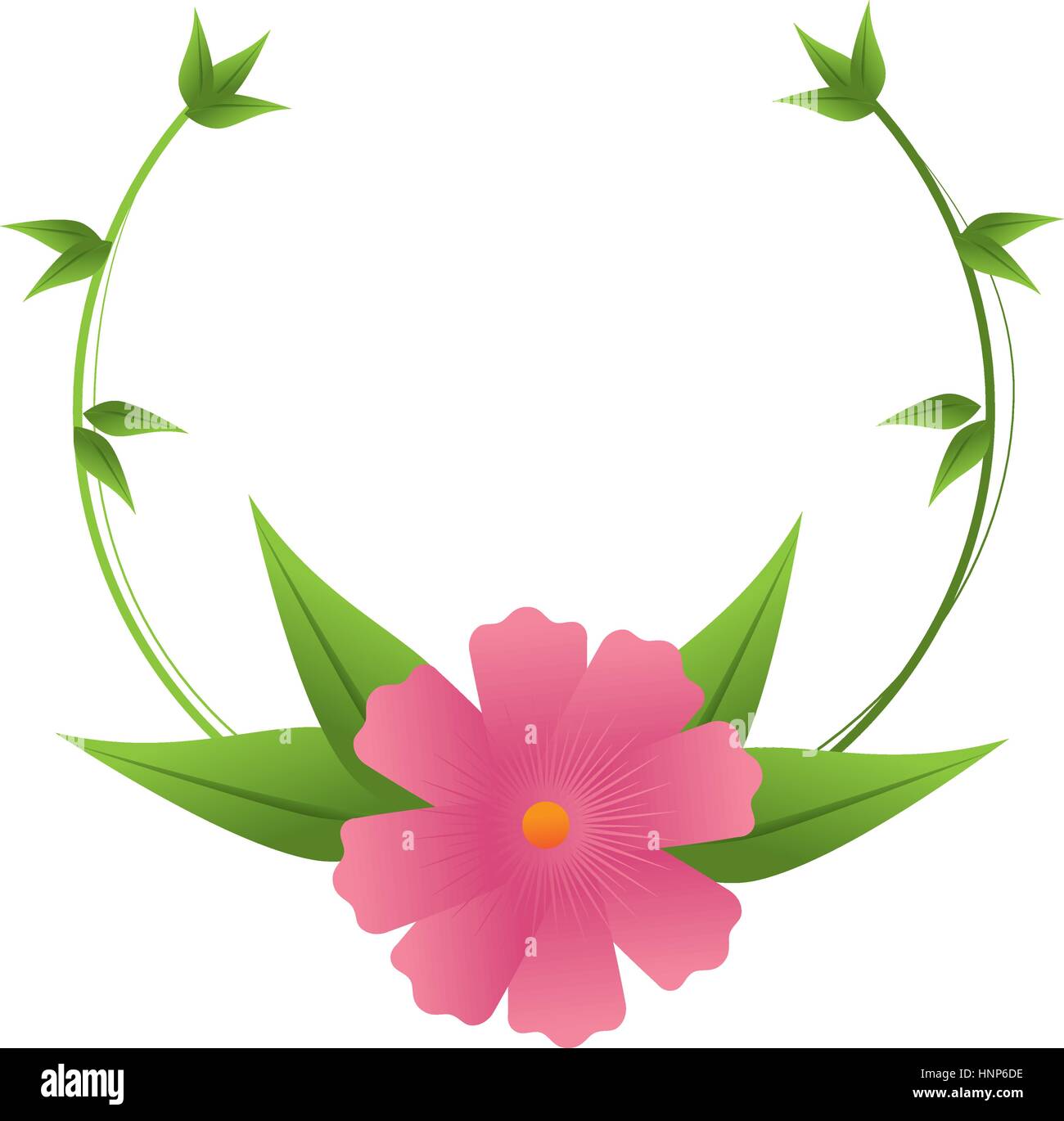 crown of leaves with pink flower design vector illustration Stock ...