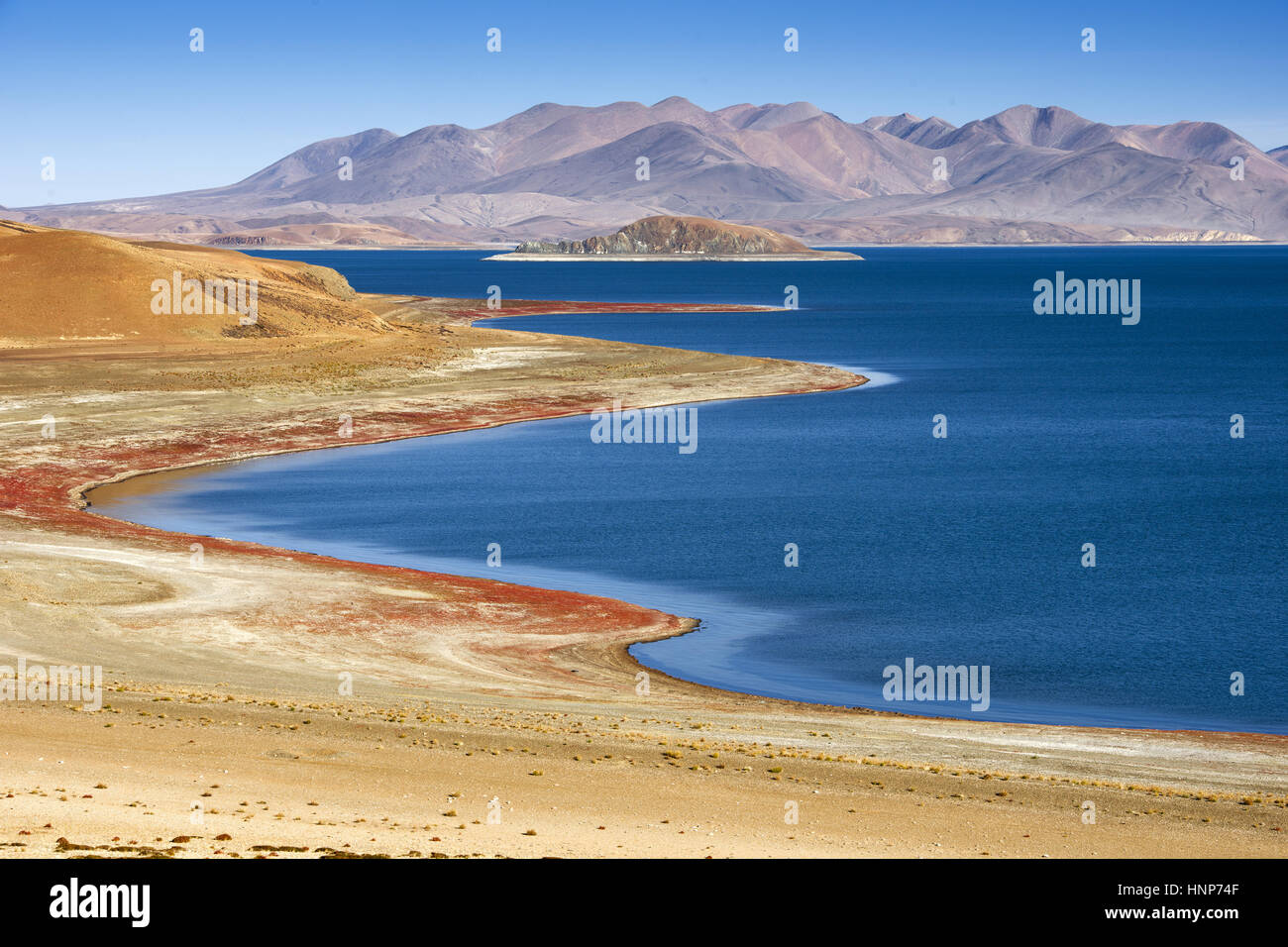 The Laangcuo lake scenery in Tibet Stock Photo