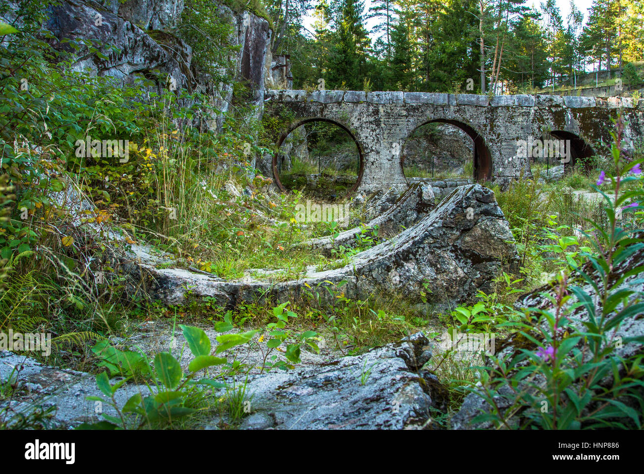 Kringsjaa Kraftverk, old hydroelectric power ruins in Vest-Agder, Vennesla,  Norway. A nice place in an area used for recreation Stock Photo - Alamy