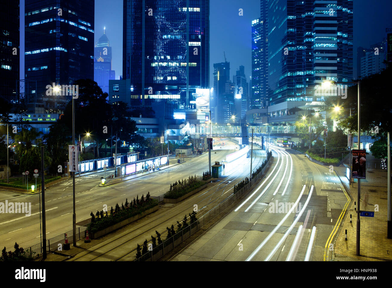 Night view of the Central business district, Hong Kong Stock Photo - Alamy