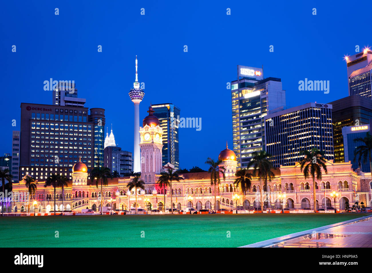 Kuala Lumpur, Malaysia - NOVEMBER 23: Sultan Abdul Samad Building at night on November 23, 2012, Merdeka Square, Kuala Lumpur. Stock Photo