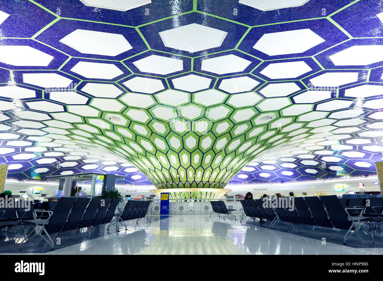 Abu Dhabi, UAE - NOVEMBER 26: Departure hall of the Abu Dhabi International Airport on November 26, 2012. Stock Photo