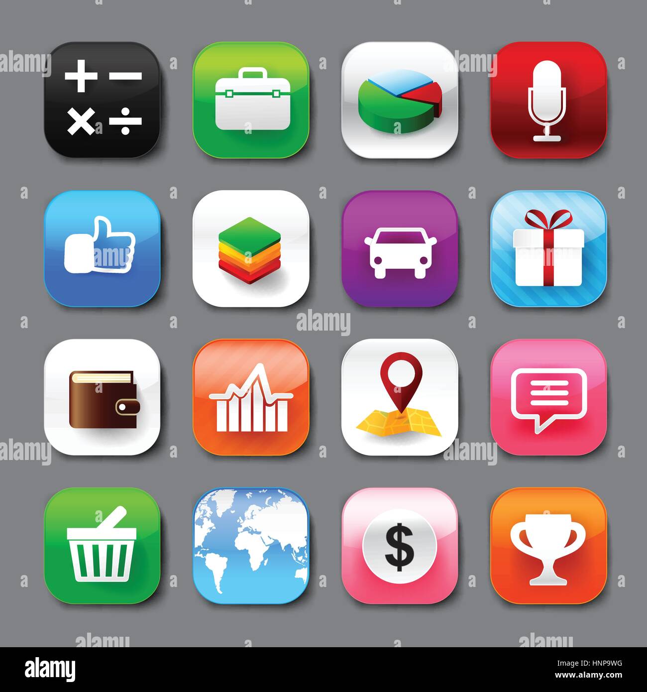 Set of mobile app and social media icons vector eps10 Stock Vector ...