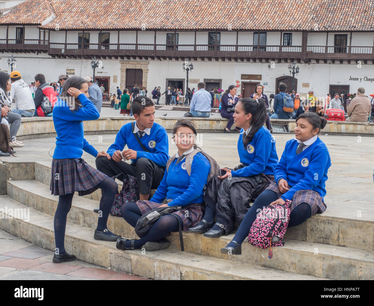 Tunja, Colombia May 02, 2016 Children from the school wearing the