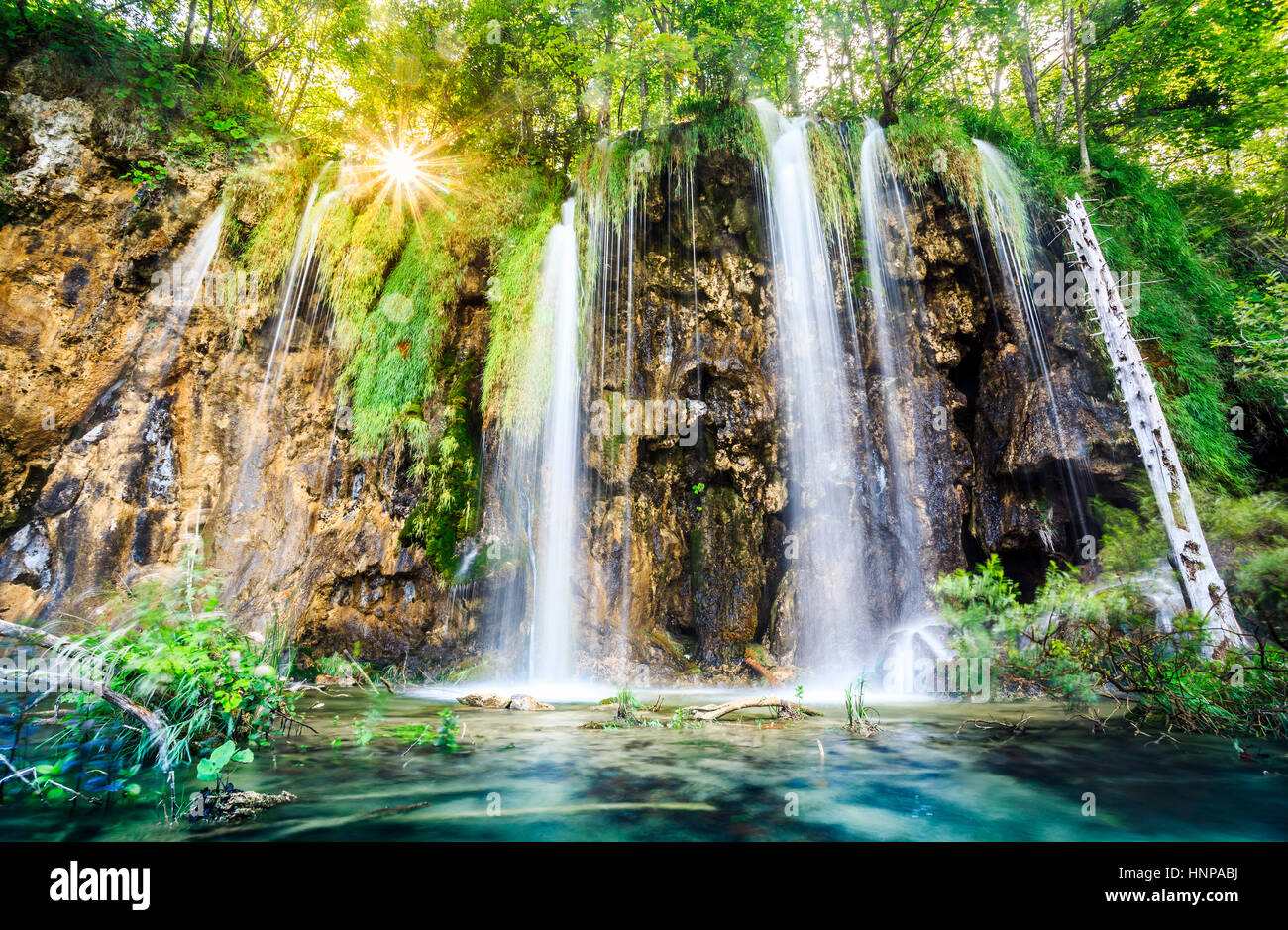 Waterfalls, Plitvice Lakes National Park, Croatia Stock Photo