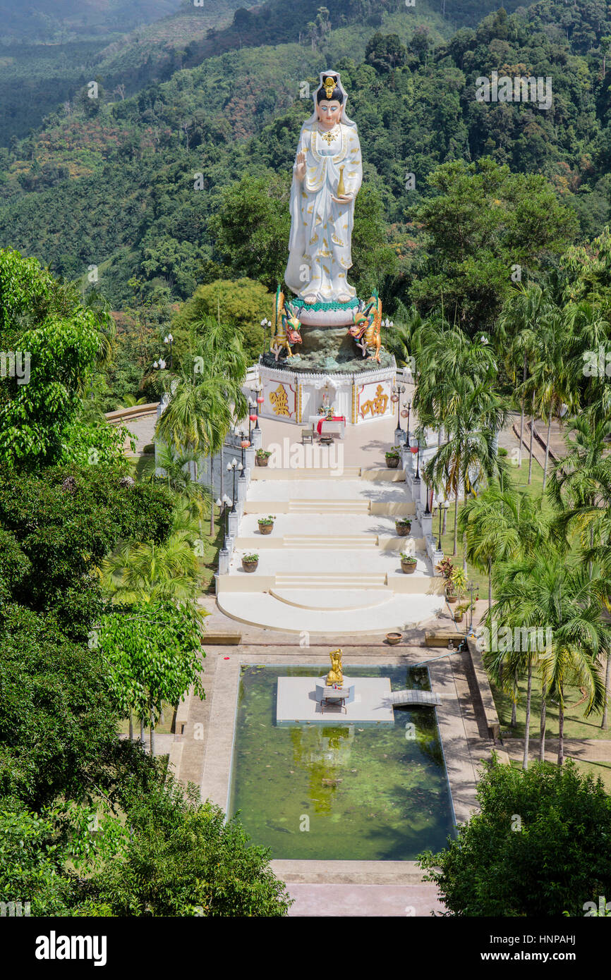 Guan Yin Statue, Wat Bang Riang, Buddhist temple complex, Phang-Nga, Thailand Stock Photo