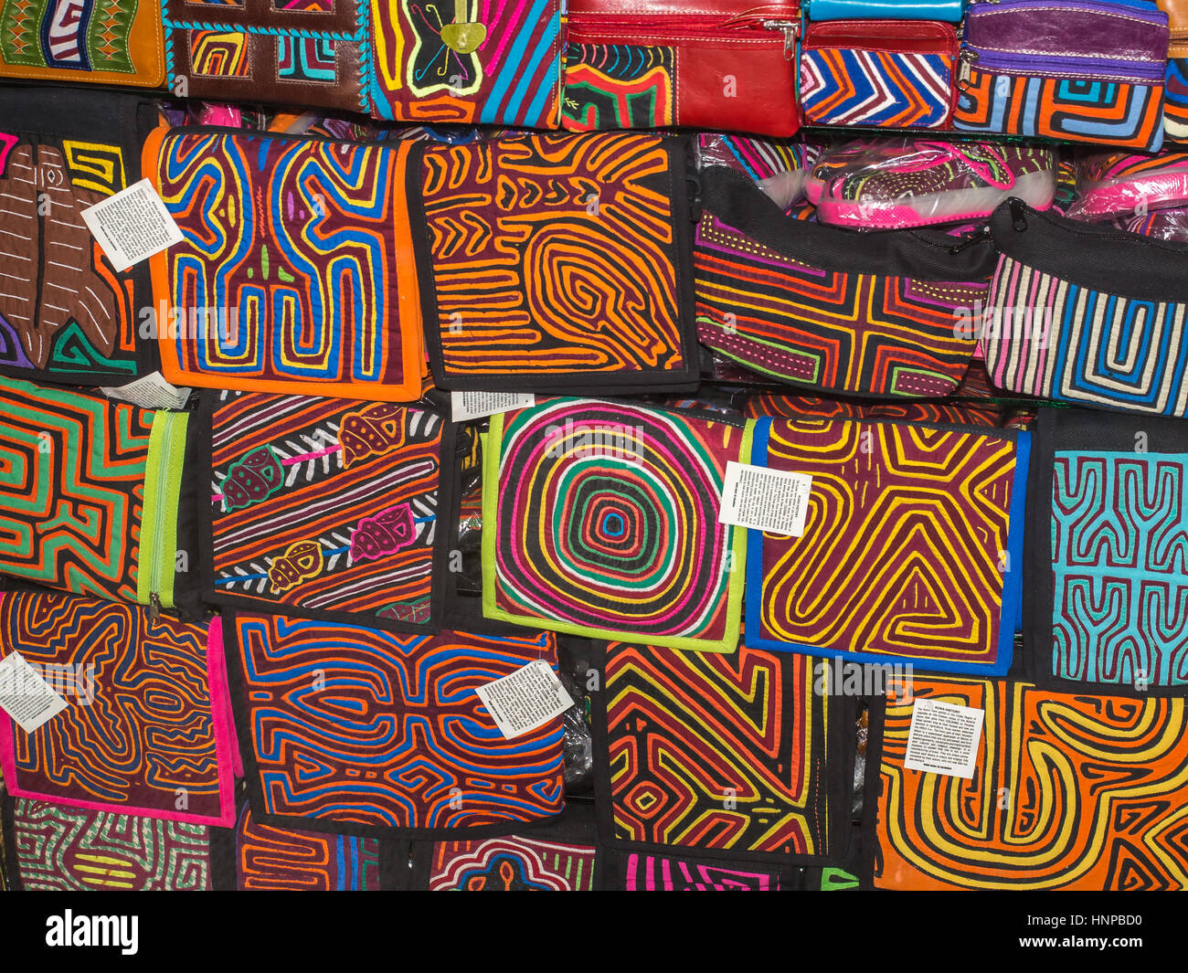 Bogota, Colombia - May 02, 2016: Colorful handicraft on the stalls ...