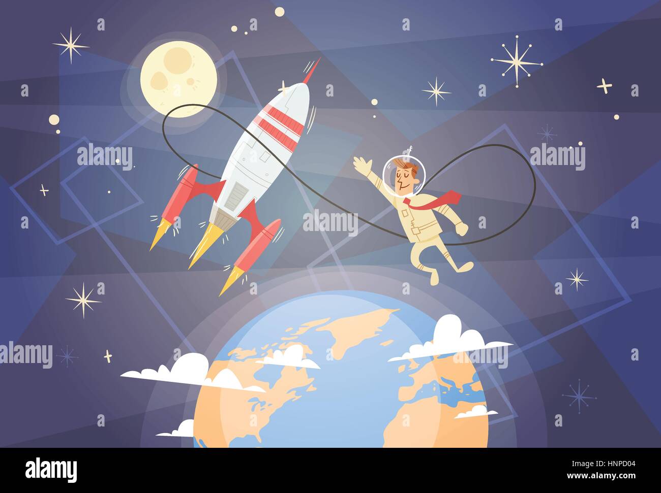 Rocket Fly Sky Business Man Startup Success Concept Stock Vector Image ...