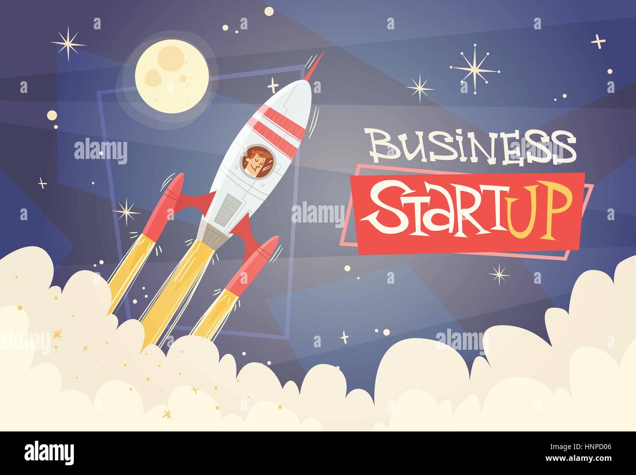 Rocket Fly Sky Business Man Startup Success Concept Stock Vector Image ...