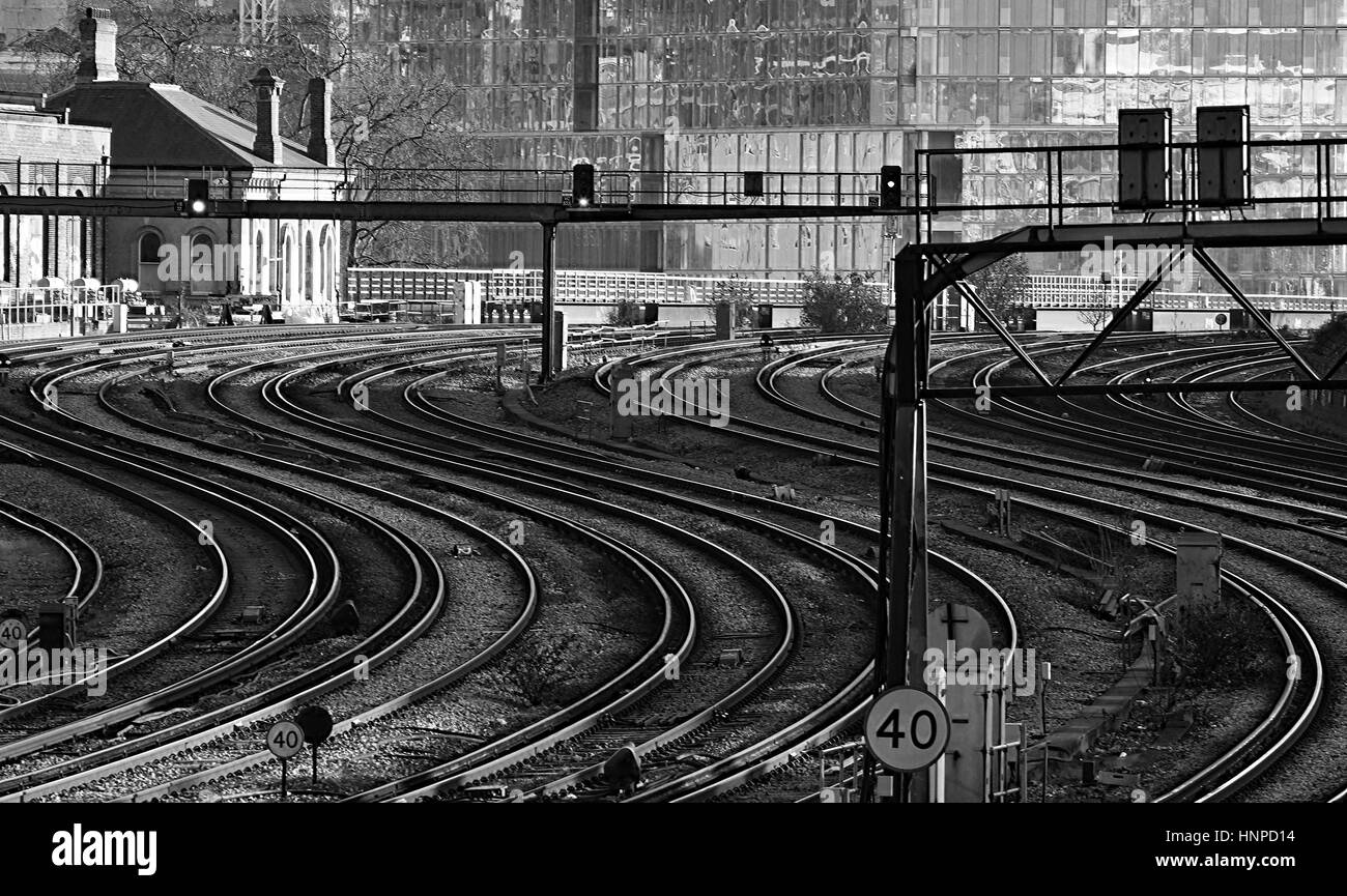 View of railway tracks on the approach to London Victoria Station Stock Photo Alamy
