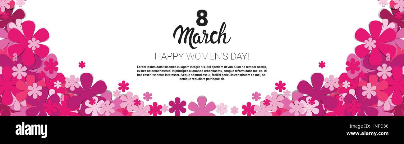 8 March International Women Day Greeting Card Banner Stock Vector Image ...