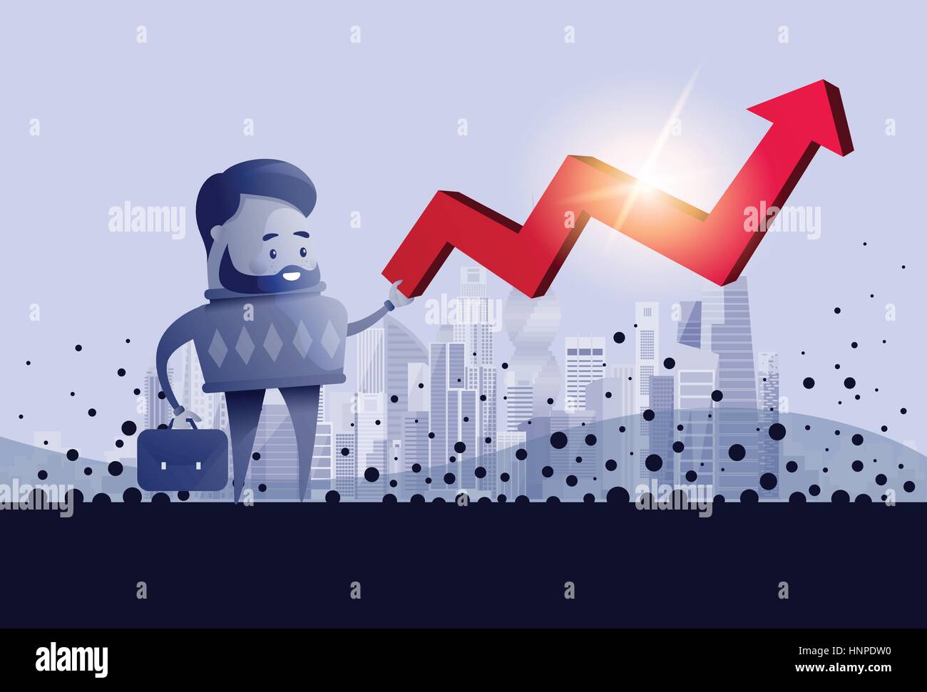 Business Man Hold Red Arrow Up Financial Success Concept Stock Vector ...