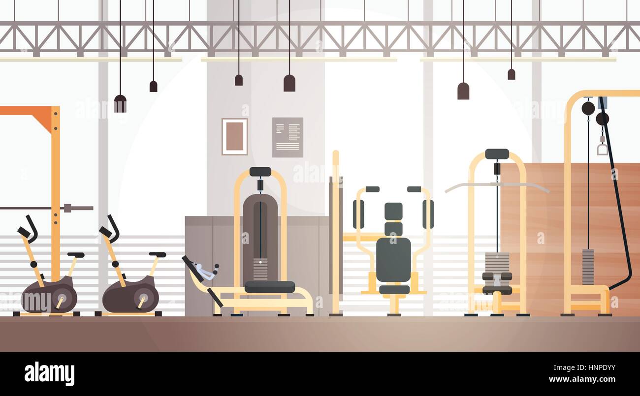 Sport Gym Interior Workout Equipment Copy Space Stock Vector Image ...